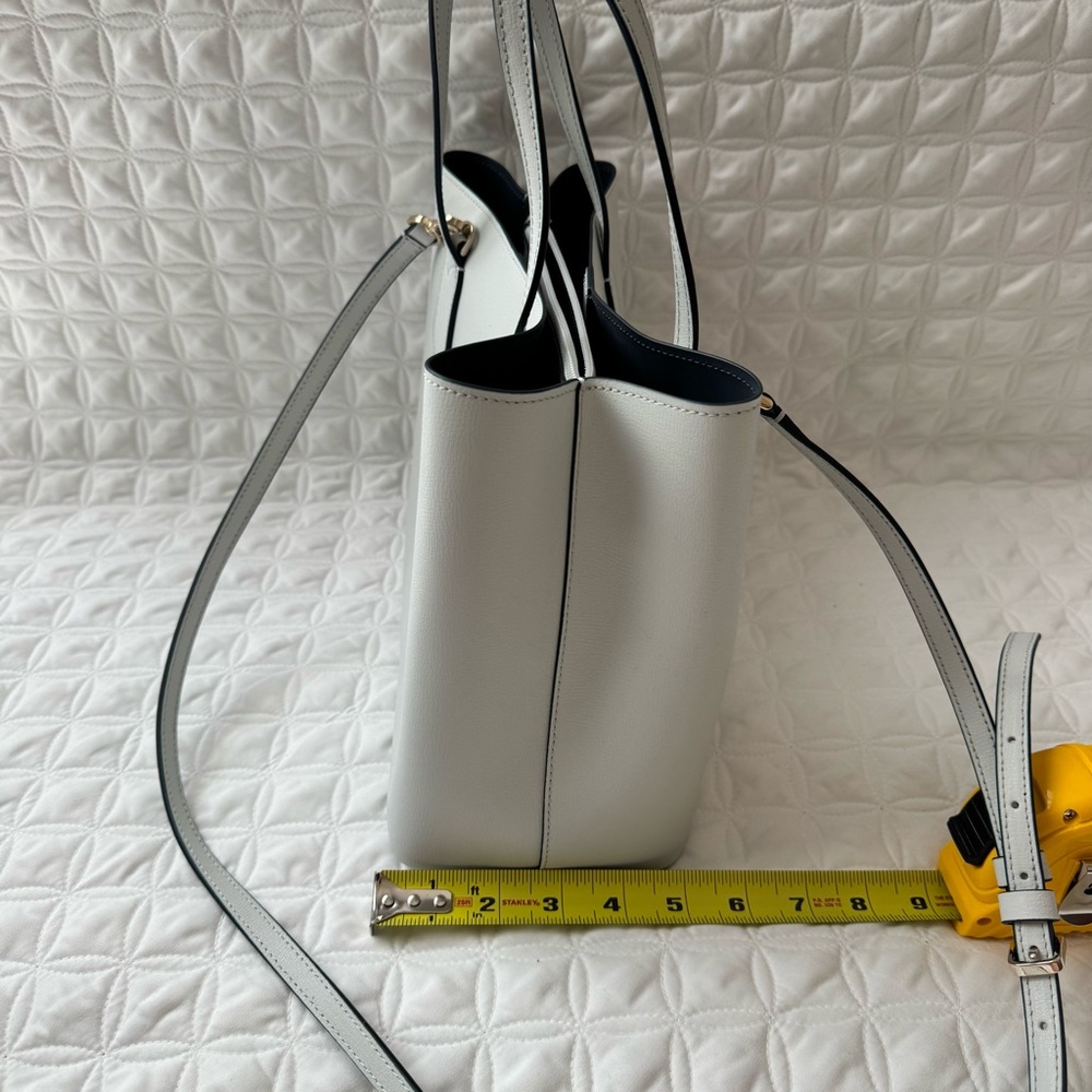 NWT Kate Spade Harper Satchel Bag in Moonlight Gray Leather Navy Interior. - Picture 10 of 16